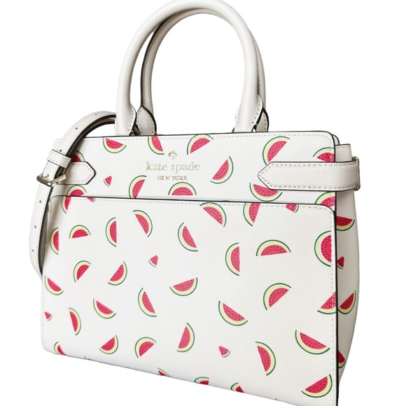 Kate Spade Staci Medium Top Zip Satchel Crossbody Watermelon Cream Multi - Picture 4 of 6